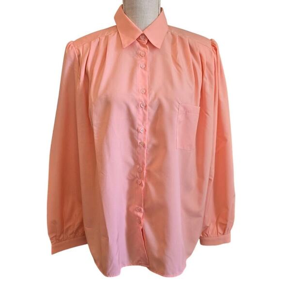Storet NWT Women's Coral Padded Shoulder Button-up Blouse Sz S/M - Picture 1 of 8